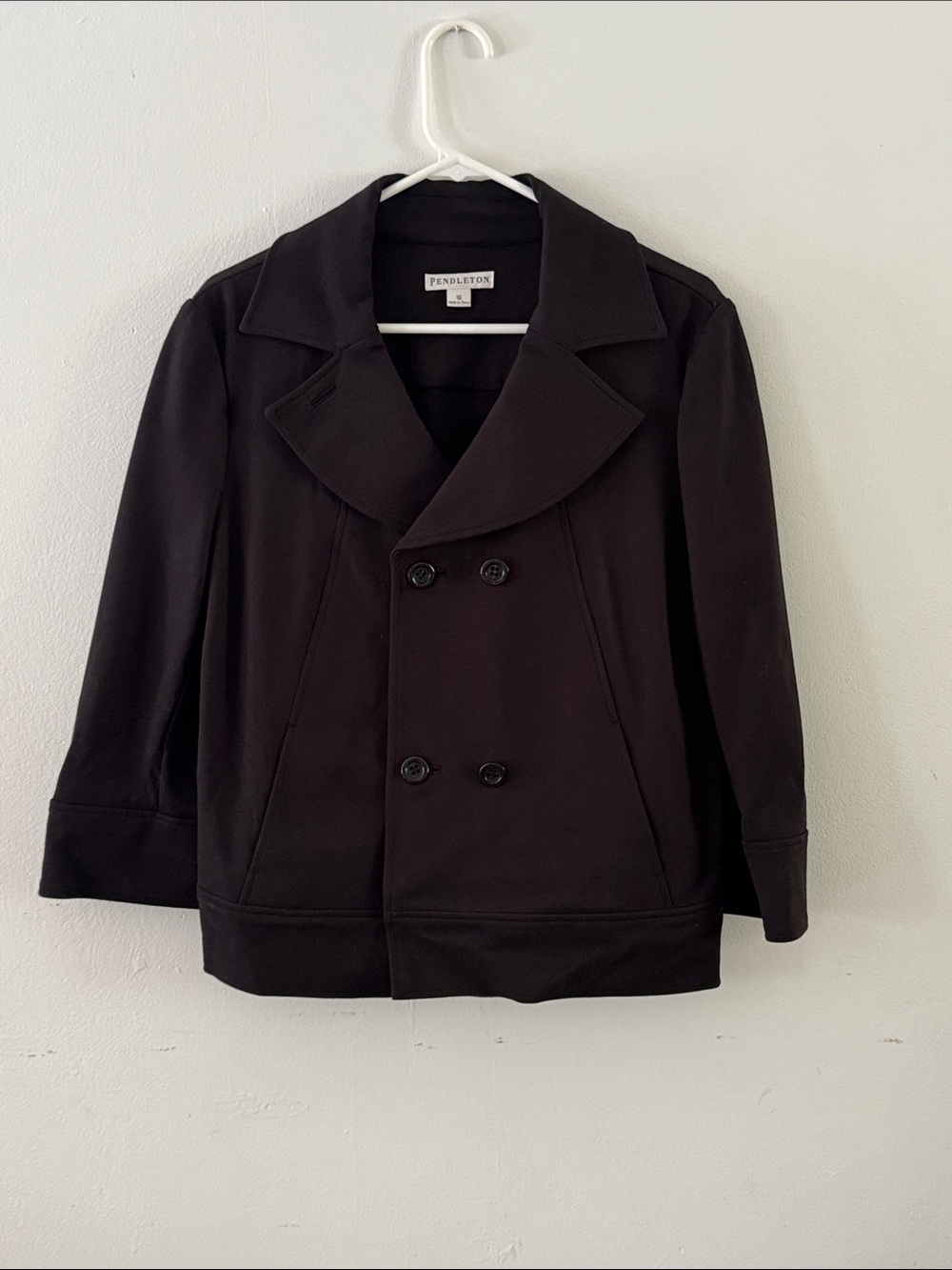 Pendleton Black Double-Breasted Pea Coat Sz 16